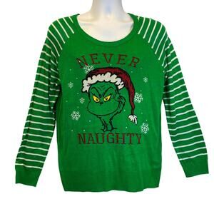 The Grinch Who Stole Christmas NEVER NAUGHTY Ugly Christmas Sweater Size XL